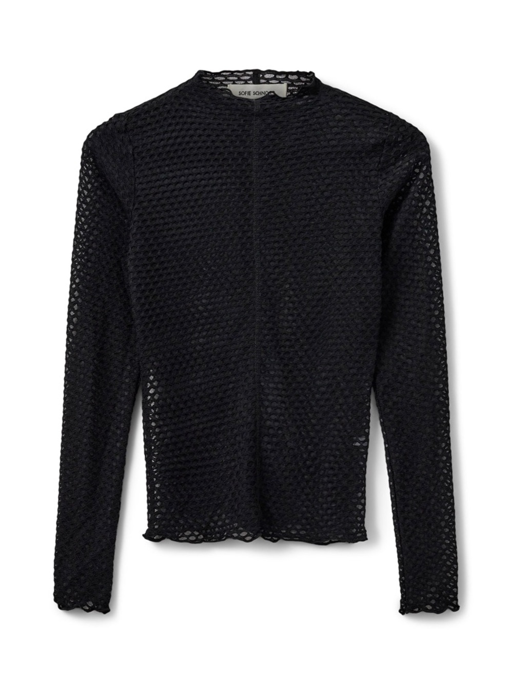 NWT SOFIE SCHNOOR MALLORYSW T-SHIRT LONG SLEEVE black mesh net sheer